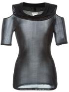 Yohji Yamamoto Vintage Sheer Cut-out Shoulder Top - Black