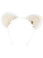 Maison Michel Heidi Lace Cat Ears Headband, Women's, White, Silk