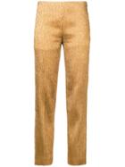 M Missoni Lurex Plissé Slim Fit Trousers - Gold