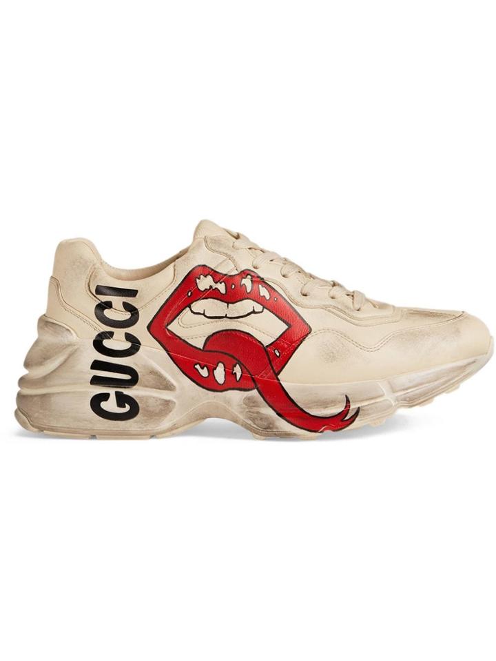 Gucci Rhyton Sneaker With Mouth Print - White