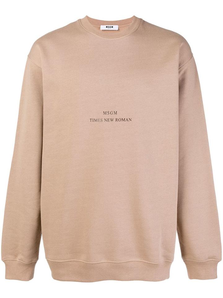Msgm Font Logo Sweater - Nude & Neutrals