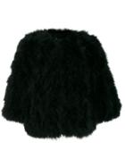 Yves Salomon Feathered Short Jacket - Black
