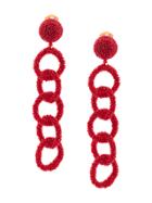 Oscar De La Renta Beaded Link Earrings - Red