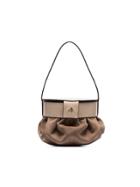 Manu Atelier Beige Pouched Suede And Leather Shoulder Bag - Neutrals