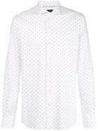 Orian Dot Print Button Down Shirt - White