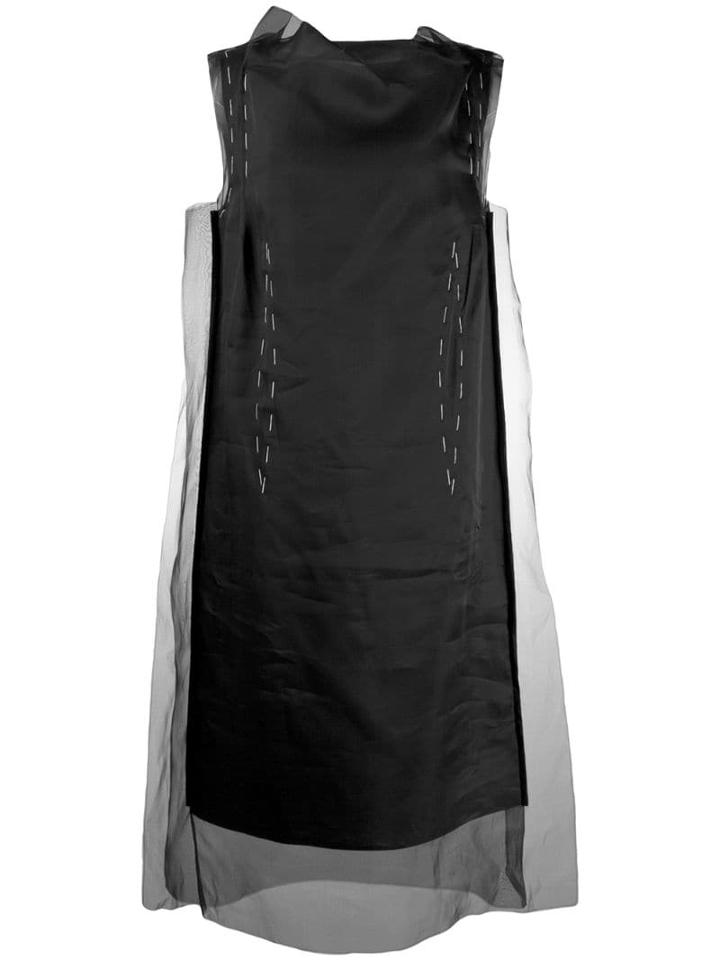 Maison Margiela Sheer Overlay Silk Dress - Black