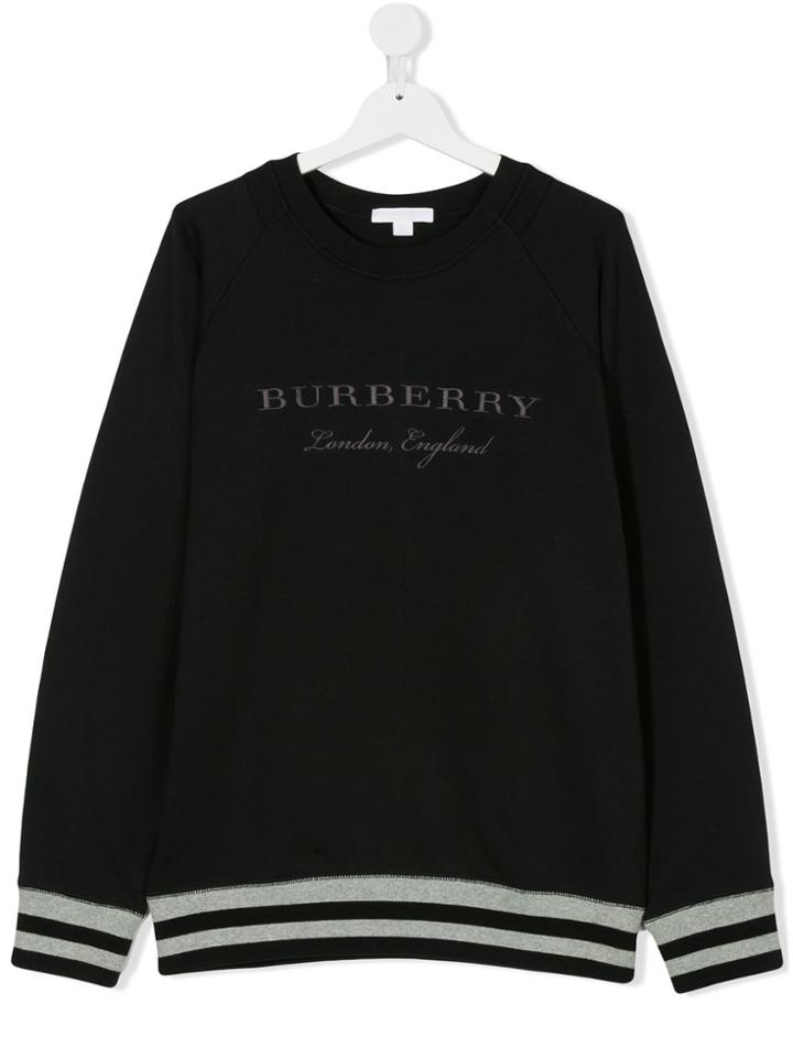 Burberry Kids Logo Embroidered Sweatshirt - Black