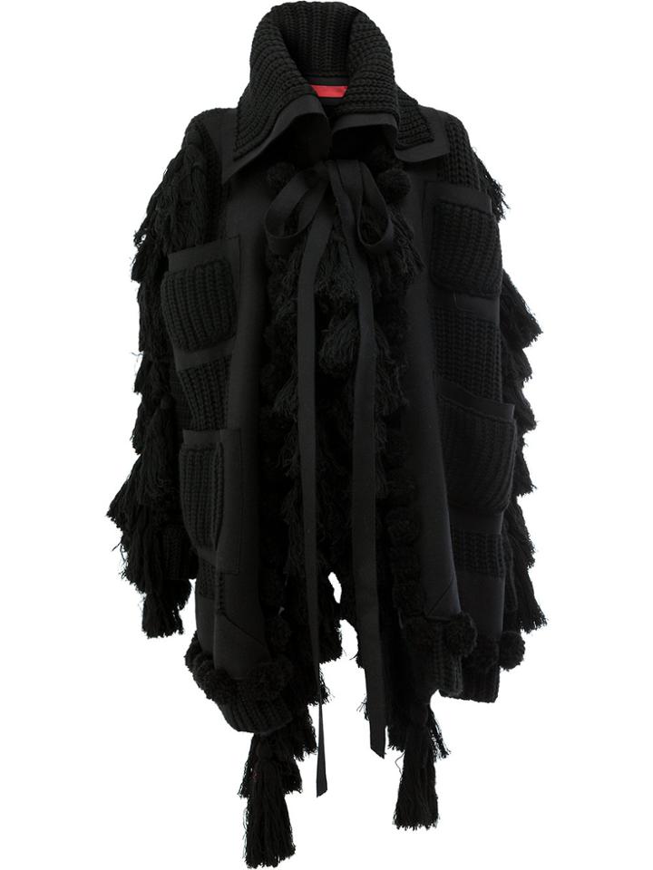 Di Liborio Oversized Tassel Coat - Black