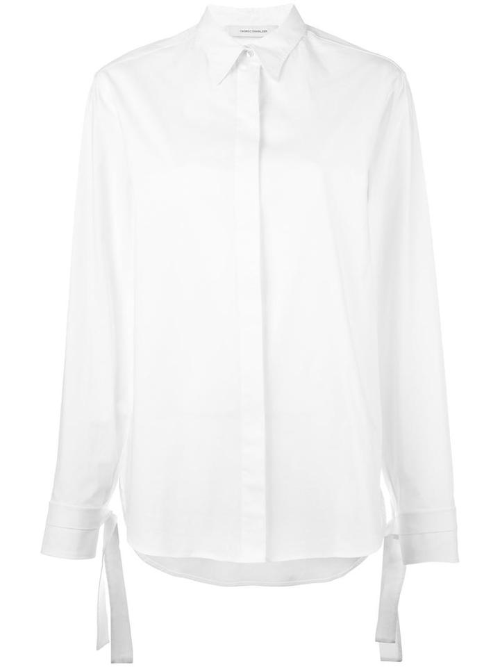 Cédric Charlier Tied Cuff Shirt, Women's, Size: 42, White, Cotton/other Fibers