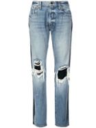 Khaite Distressed Two Tone Jeans - Blue