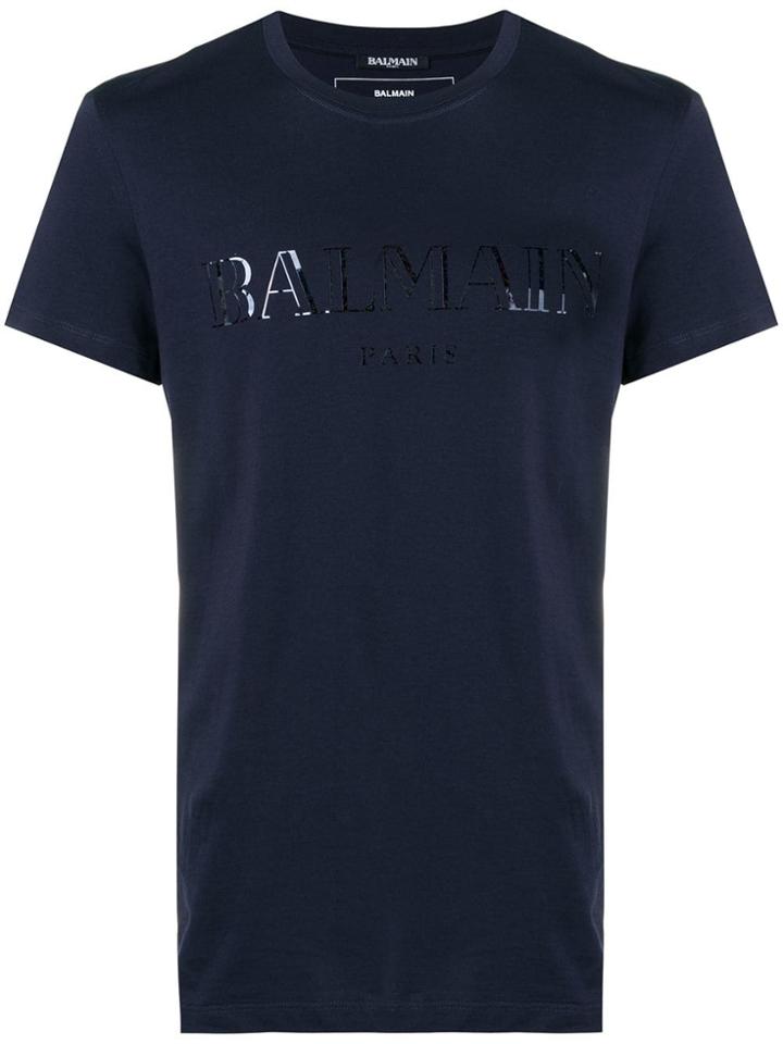 Balmain Printed Logo T-shirt - Blue