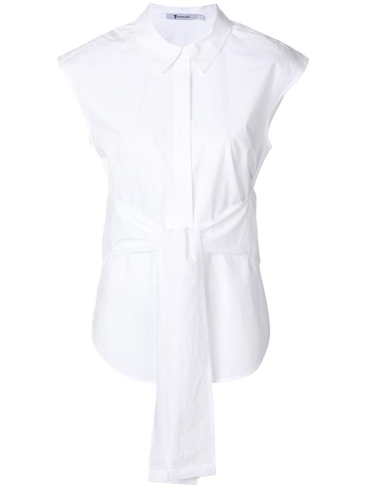 T By Alexander Wang Tied Waist Sleeveless Shirt - White