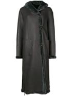 Liska Fur Trim Hooded Coat - Black