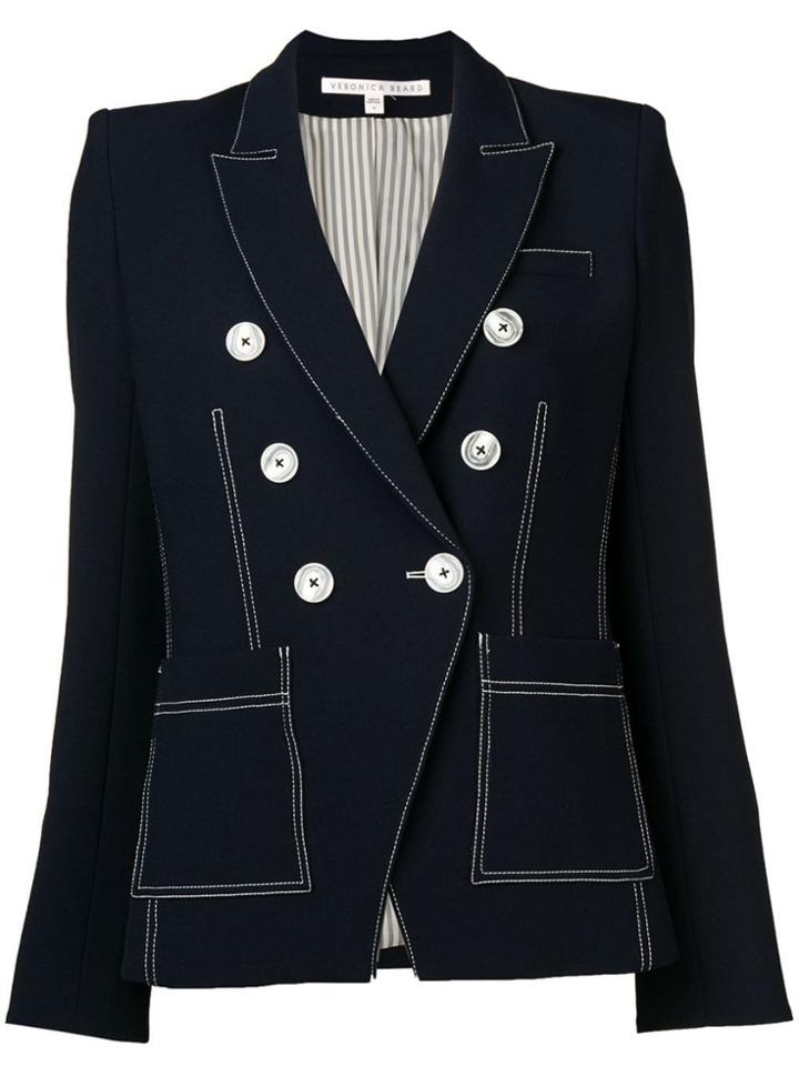 Veronica Beard Contrast Stitch Blazer - Blue