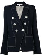 Veronica Beard Contrast Stitch Blazer - Blue