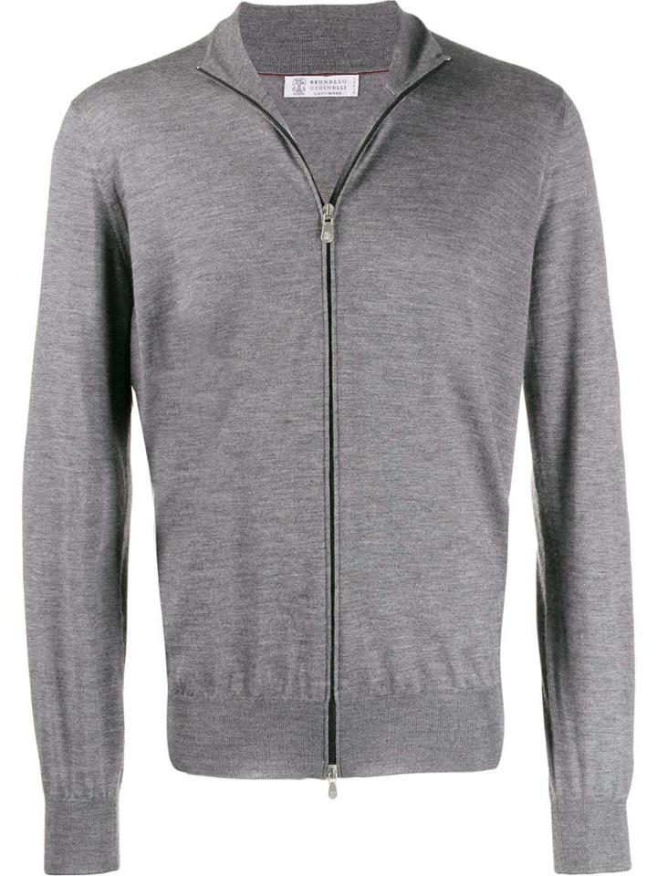 Brunello Cucinelli Zip-up Knit Sweater - Grey