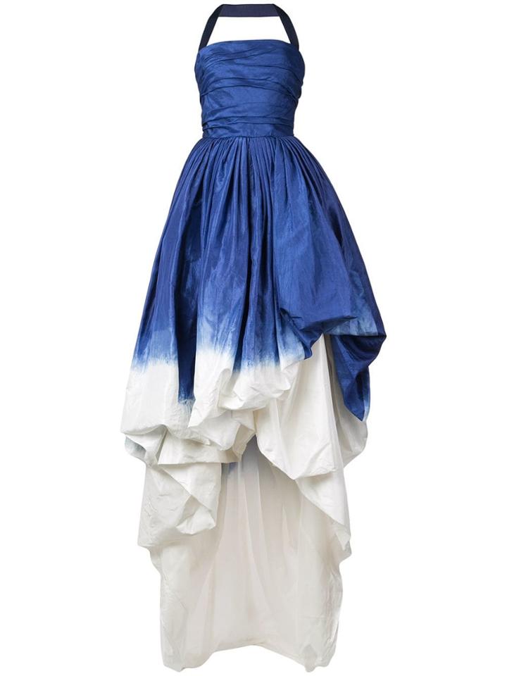 Oscar De La Renta Halterneck Dip Dye Gown - Blue