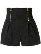 Versace High-waisted Zip Shorts - Black