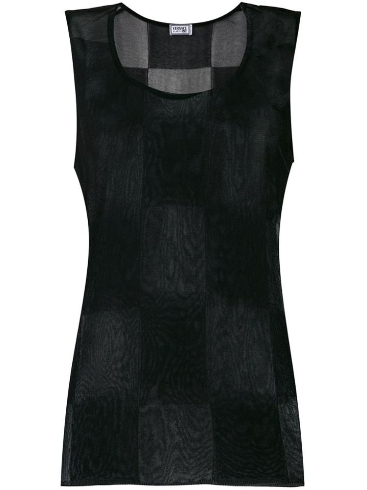 Versace Pre-owned Checked Sleeveless Tank - Black