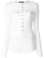 Balmain Buttoned Knitted Top - White