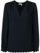 Chloé Scallop Trim Blouse - Black
