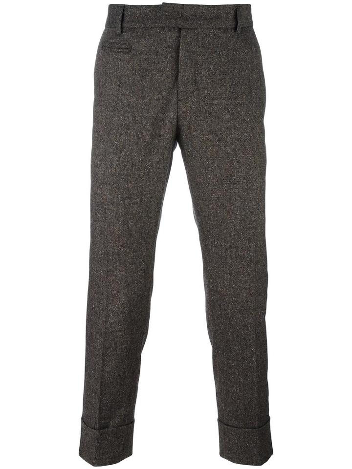 Paolo Pecora Tailored Cropped Trousers, Men's, Size: 48, Brown, Silk/cotton/acrylic/alpaca