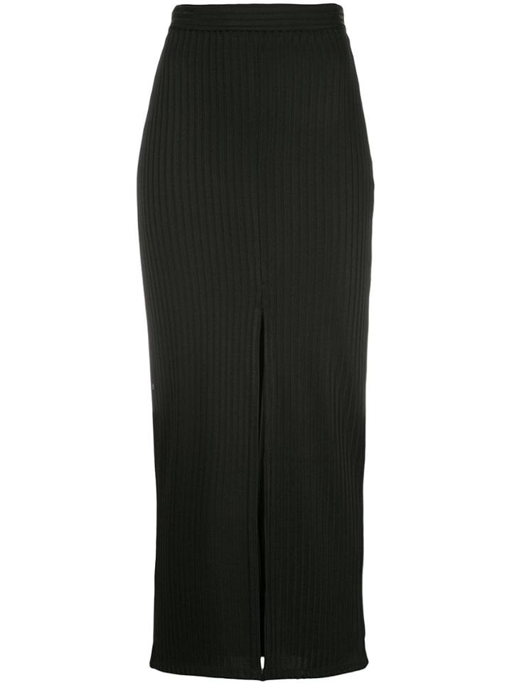 Fleur Du Mal Front-slit Ribbed Skirt - Black
