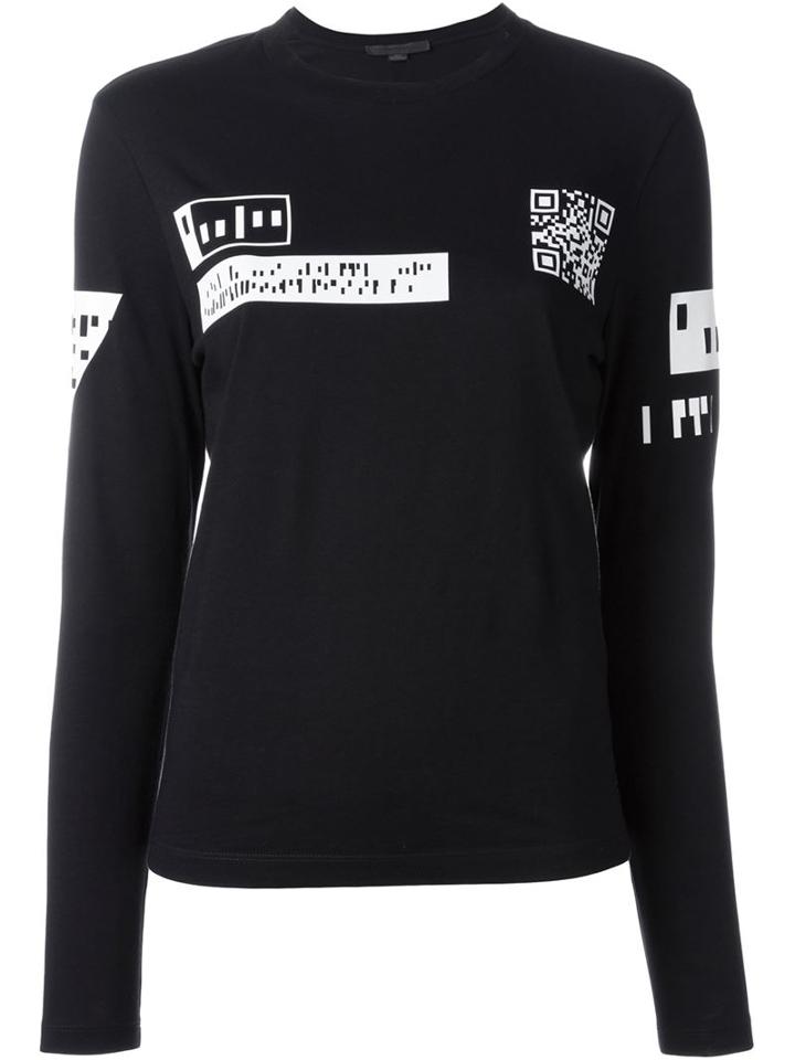 Alexander Wang Qr Code Print T-shirt, Women's, Size: M, Black, Cotton