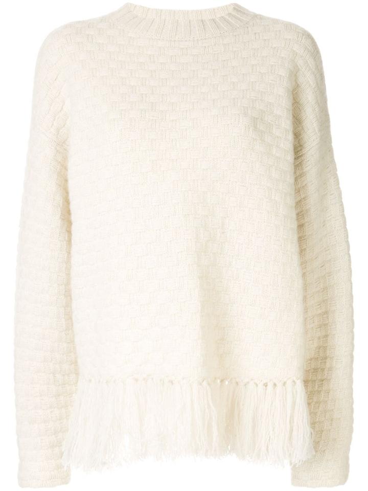 Onefifteen Fringed Knitted Jumper - White