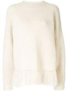 Onefifteen Fringed Knitted Jumper - White