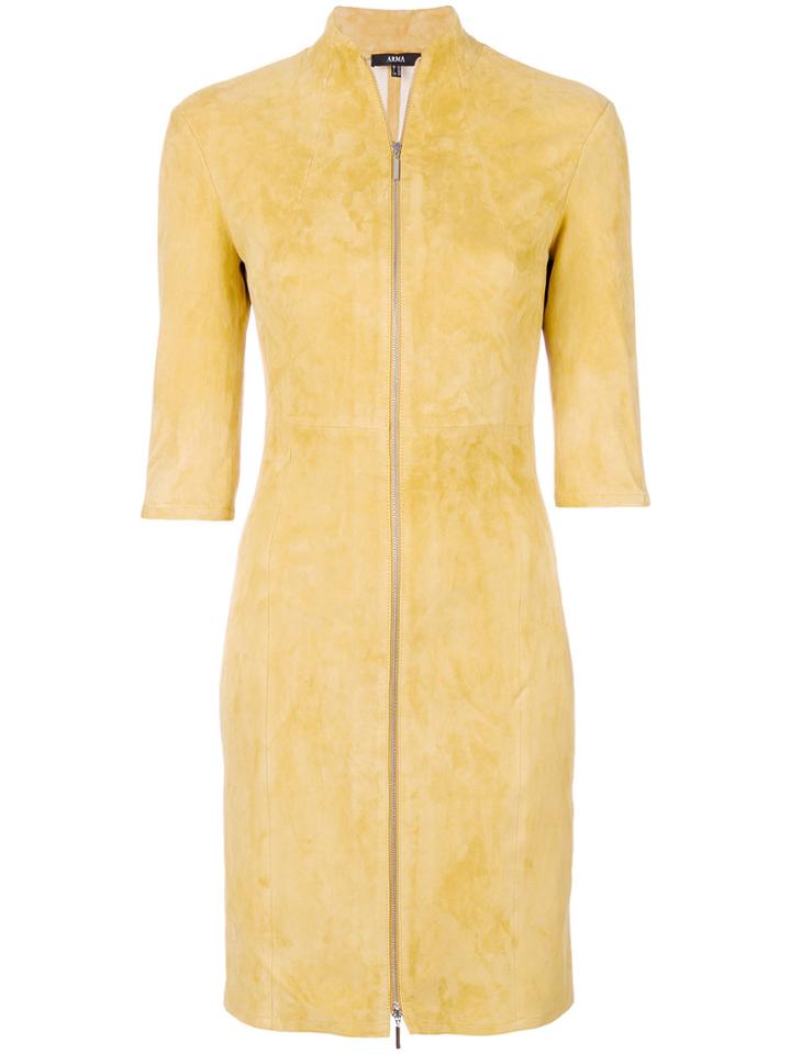 Arma High Neck Zip Dress - Yellow & Orange