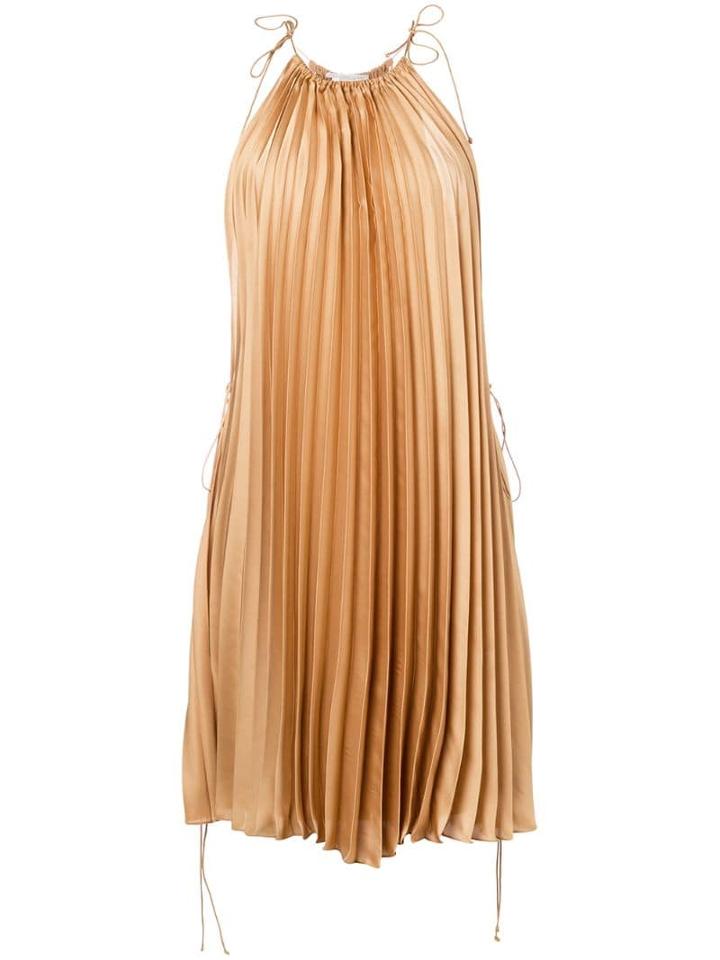 Stella Mccartney Pleated Halter Neck Dress - Neutrals