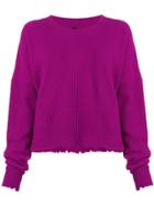 Unravel Project Frayed Knit Sweater - Pink & Purple