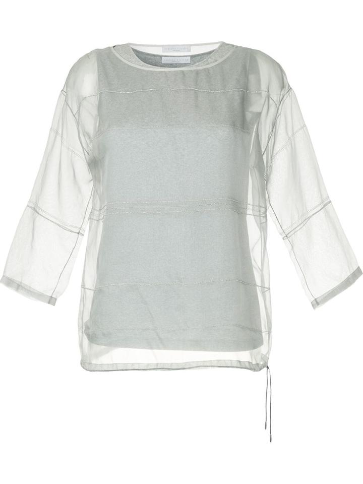 Fabiana Filippi Sheer Cropped Sleeves Blouse - Grey