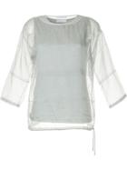 Fabiana Filippi Sheer Cropped Sleeves Blouse - Grey