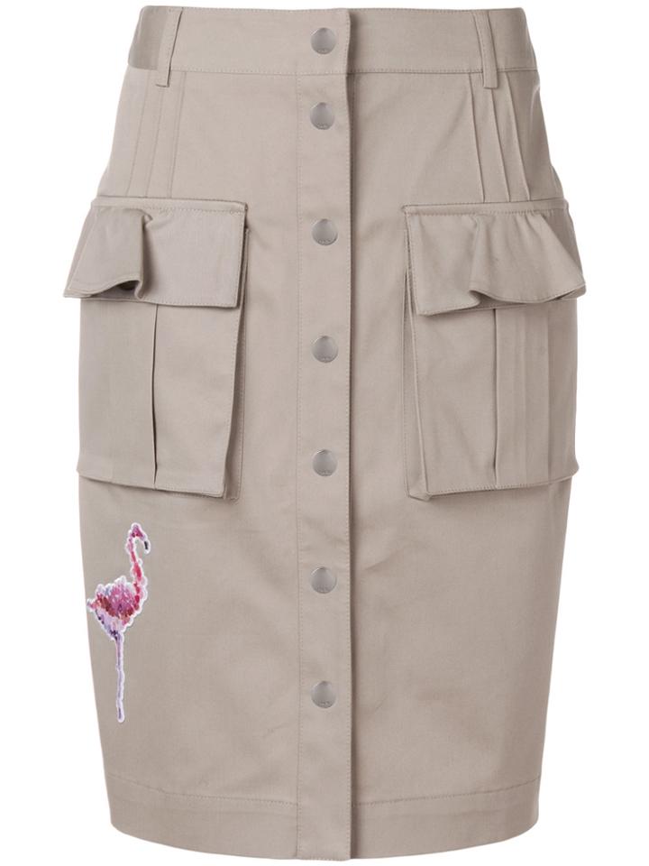 Karl Lagerfeld Patch-appliqué Button Front Skirt - Brown