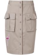 Karl Lagerfeld Patch-appliqué Button Front Skirt - Brown