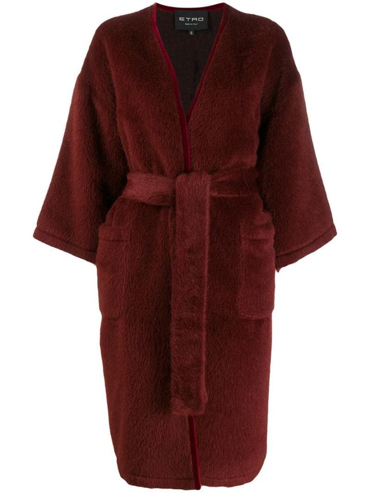 Etro Belted Midi Coat - Red