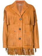 Miu Miu Fringed Suede Jacket - Brown