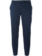 Akris Cropped Tailored Pants, Women's, Size: 38, Blue, Cotton/spandex/elastane/viscose