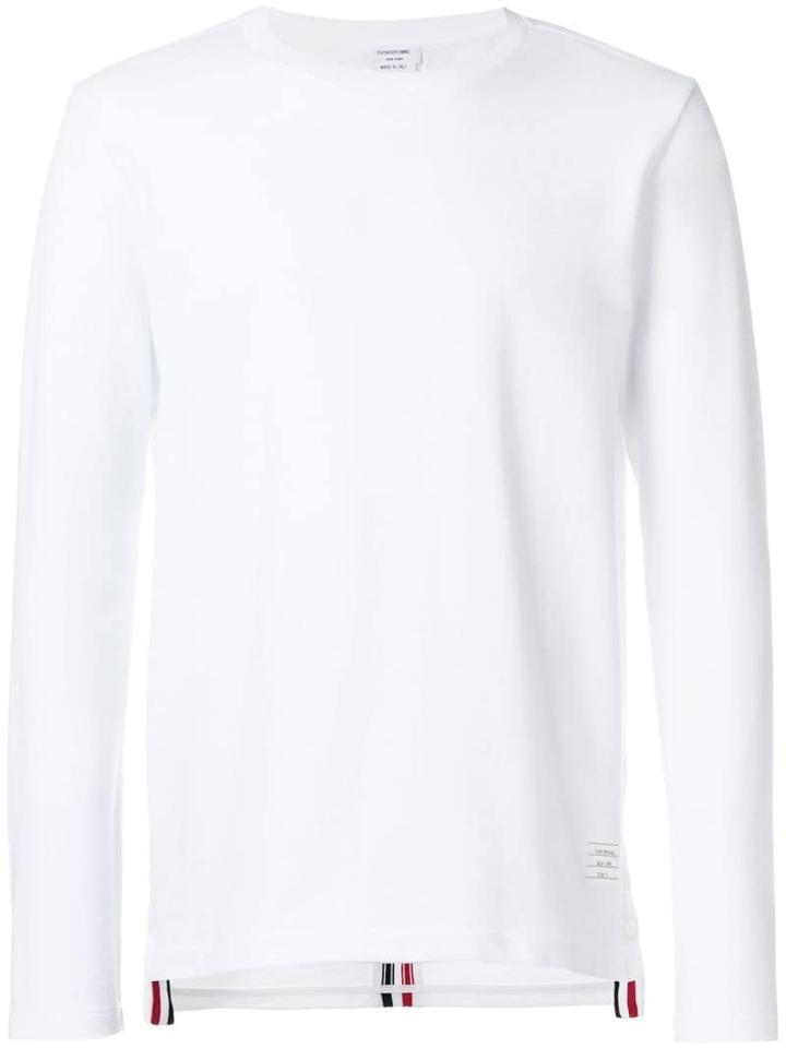 Thom Browne Center-back Stripe Relaxed Piqué Tee - White