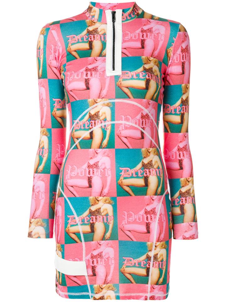 House Of Holland Fitted Dreamy Dress - Pink & Purple