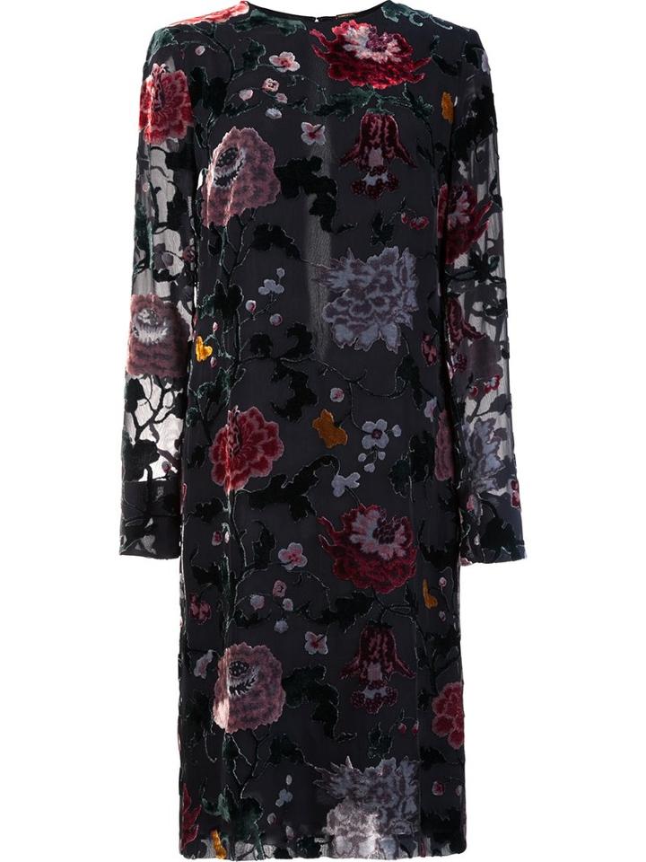 Adam Lippes - 'burnout' Long Sleeved Dress - Women - Viscose - 0, Black, Viscose