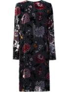 Adam Lippes - 'burnout' Long Sleeved Dress - Women - Viscose - 0, Black, Viscose