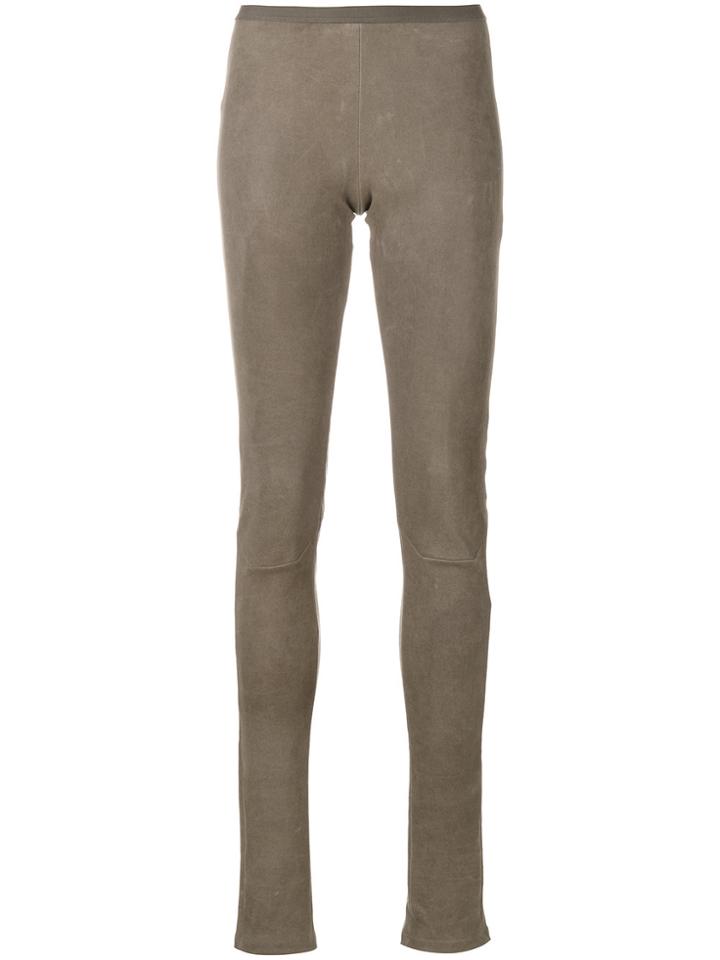 Rick Owens Leather Stretch Leggings - Nude & Neutrals