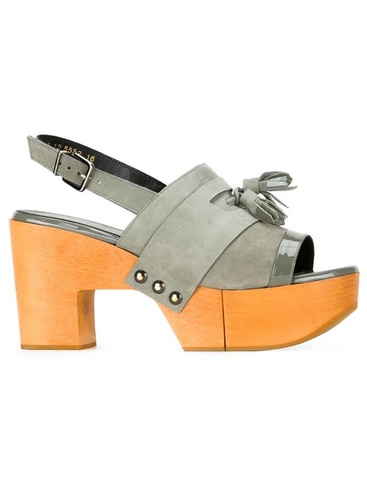 Robert Clergerie Clara Sandals, Women's, Size: 39, Green, Wood/suede