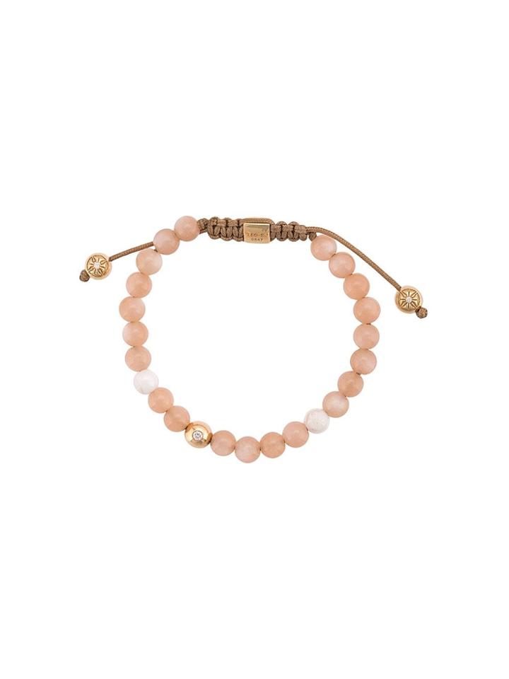 Shamballa Jewels 18kt Yellow Gold Peach Moonstone And White Ceramic