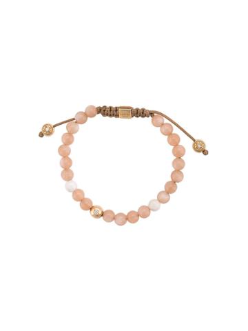 Shamballa Jewels 18kt Yellow Gold Peach Moonstone And White Ceramic