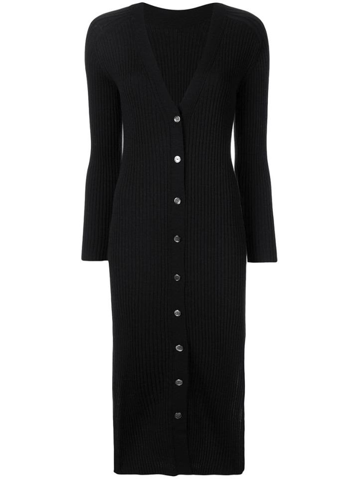 Tomorrowland Long Ribbed-knit Cardigan - Black