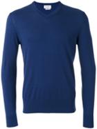 Ballantyne V-neck Jumper, Men's, Size: 50, Blue, Cotton/cashmere
